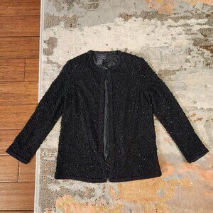 Cote D'Azur Size S Beaded 100% Silk Black Cardigan Jacket